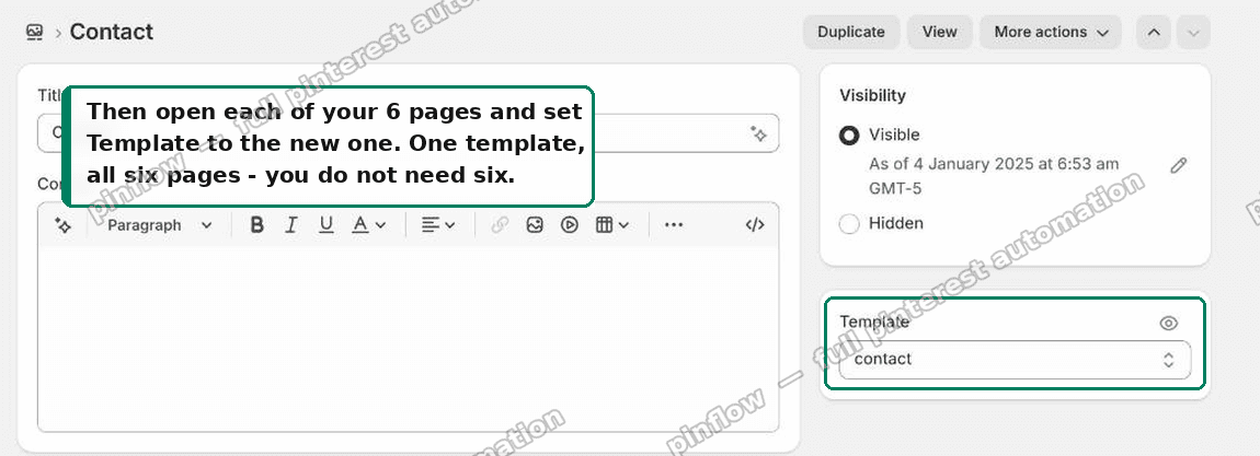 Set the page Template to your new template