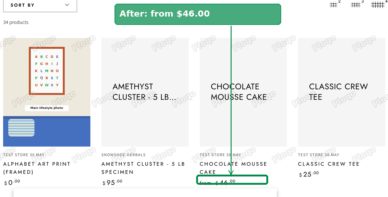 After: the same card shows from $46.00