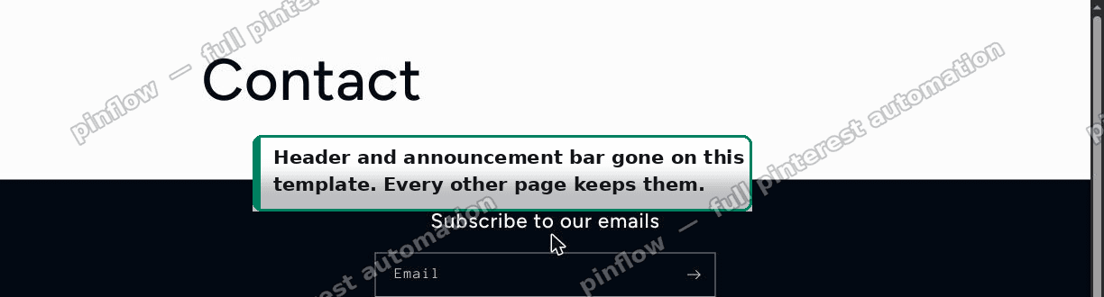 Header and announcement bar gone on this template only