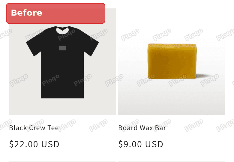 Dawn collection page on a phone before the change, with the price under each product name