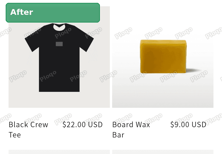 Dawn collection page on a phone after the change, with the price on the right and long names wrapping to two lines