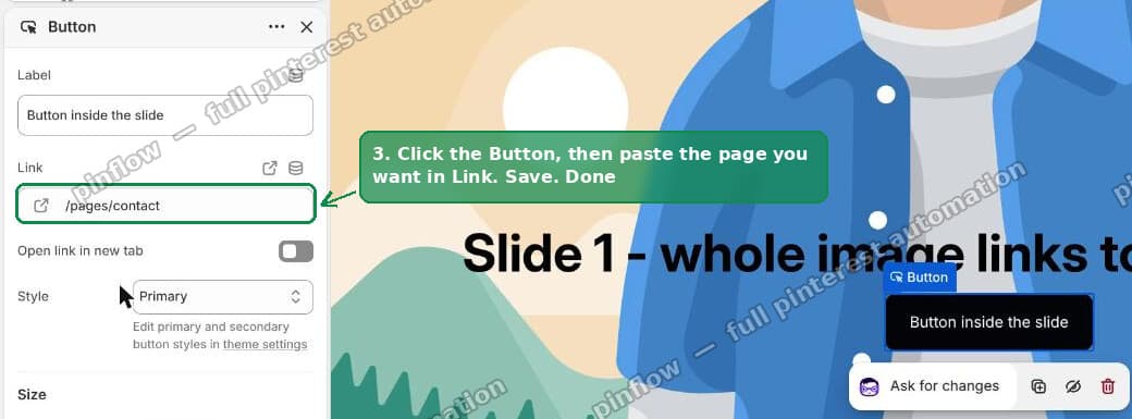 Paste your page into the Link box