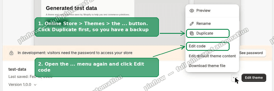 Duplicate first, then Edit code