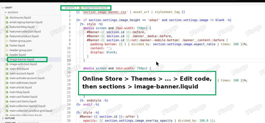 Edit code, then the sections folder and image-banner.liquid