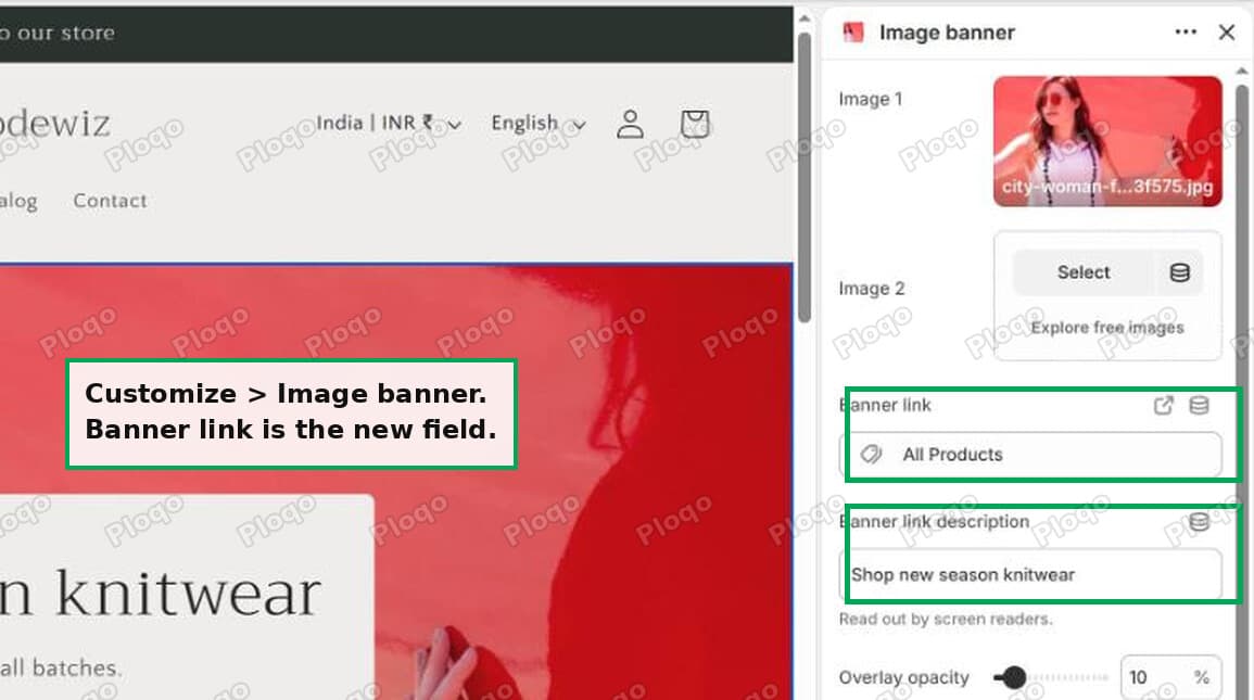 The new Banner link field in the Craft theme editor