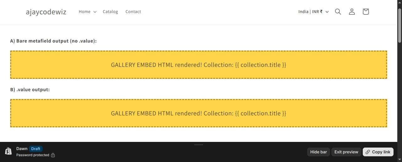 The Liquid tag printing literally as collection.title instead of executing