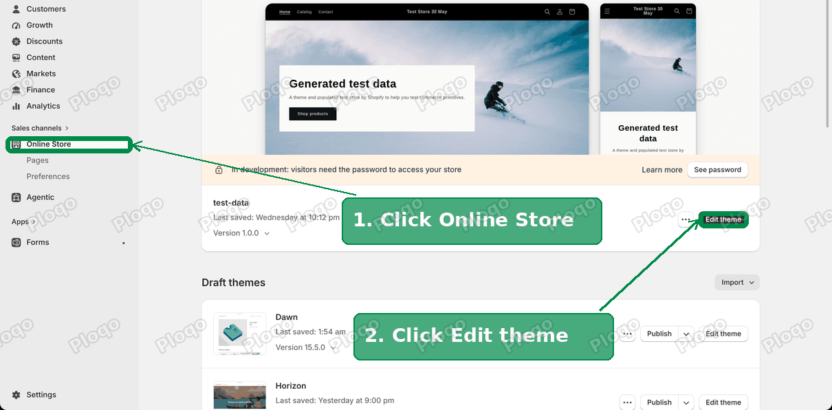 Go to Online Store, then click Edit theme next to your current theme