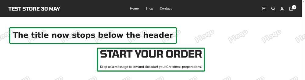 The page after the click, with the Start your order title fully visible below the header