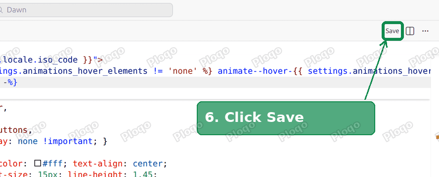 The Save button in the code editor