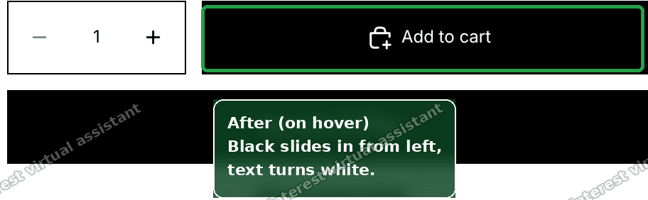 Add to cart button on hover with black sliding in and white text