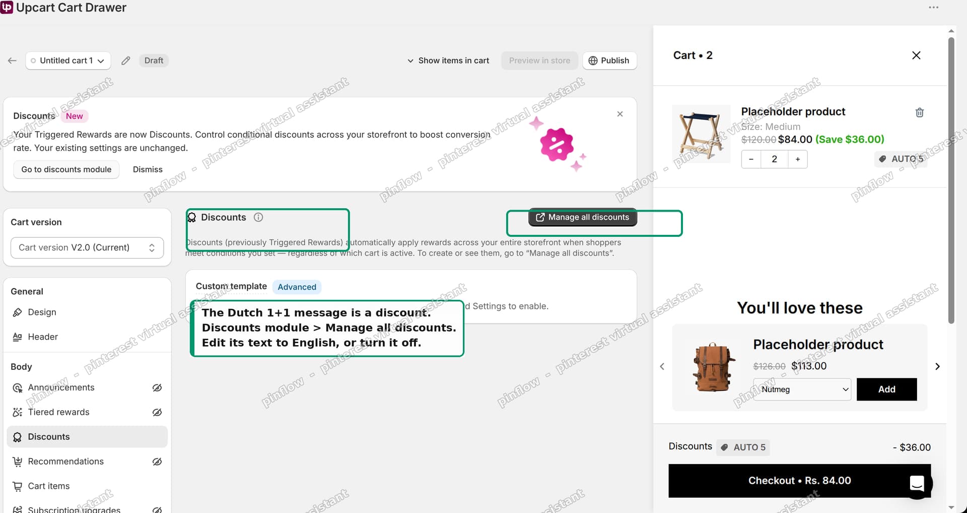 Cart drawer app discounts module with manage all discounts