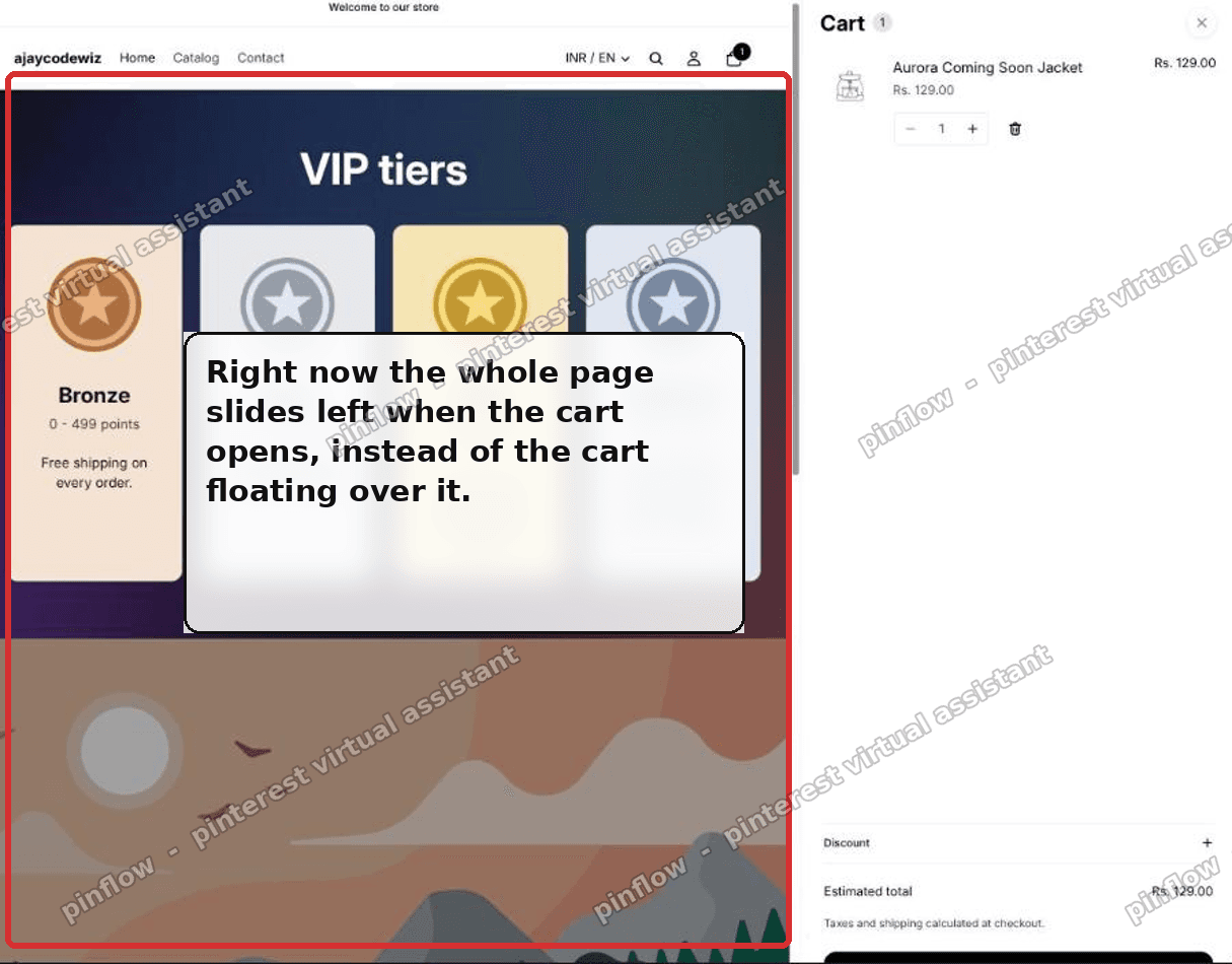 The Horizon cart drawer pushes the whole page sideways when it opens