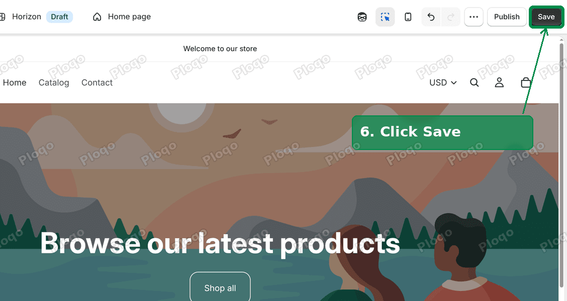 Save button in the theme editor