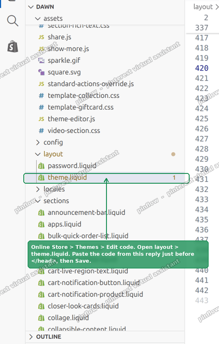Open layout theme.liquid and paste the code before the closing head tag