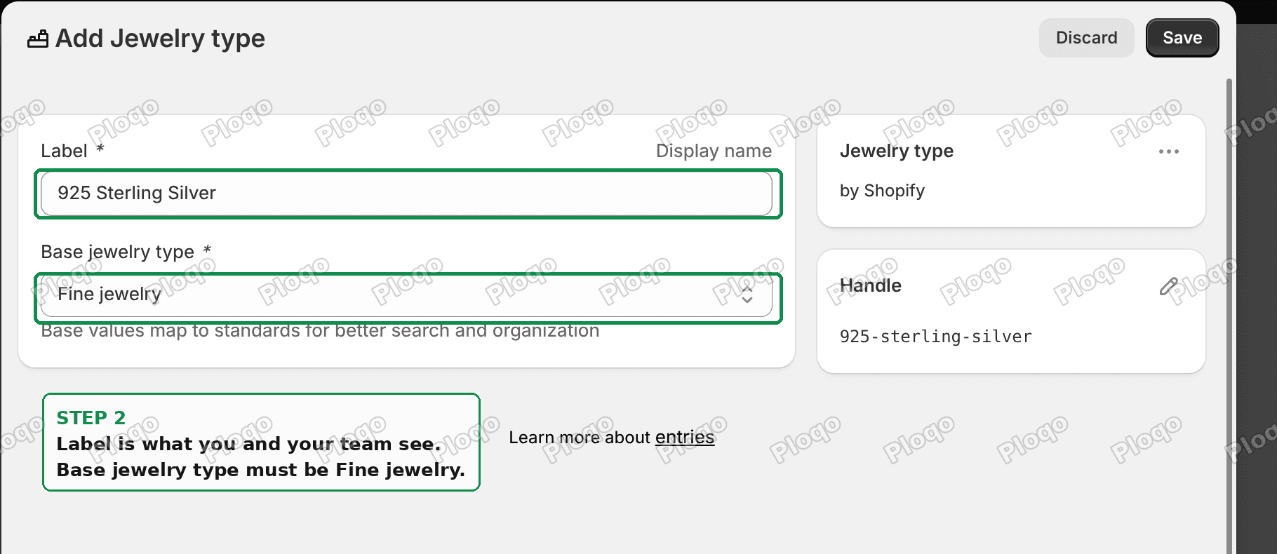 Adding a new entry and mapping it to Fine jewelry
