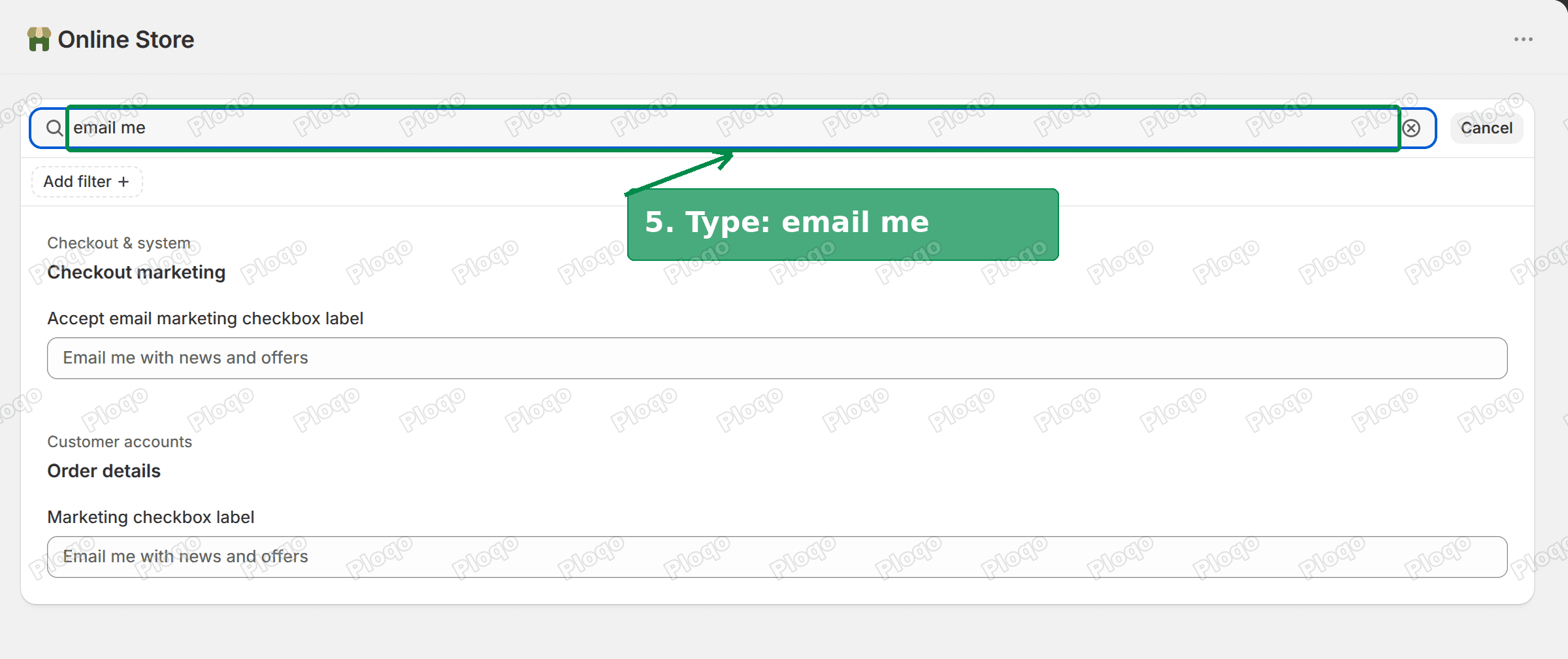 Searching default theme content for email me