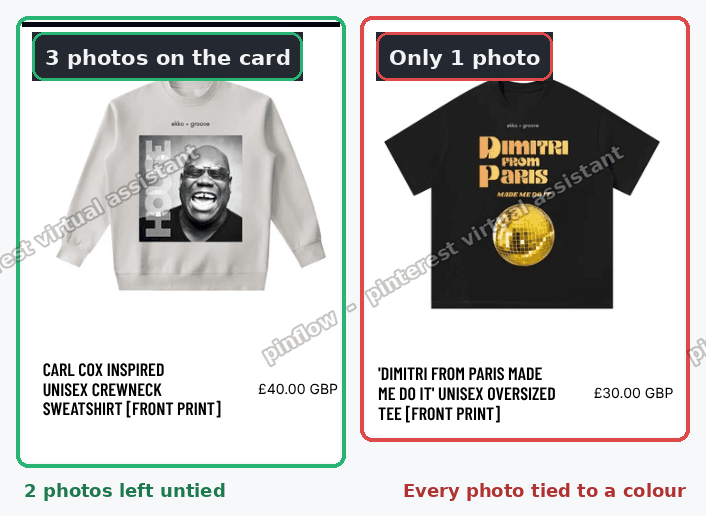 Two Savor collection cards side by side. The Carl Cox product shows three photos on the card. The Dimitri from Paris product shows only one.