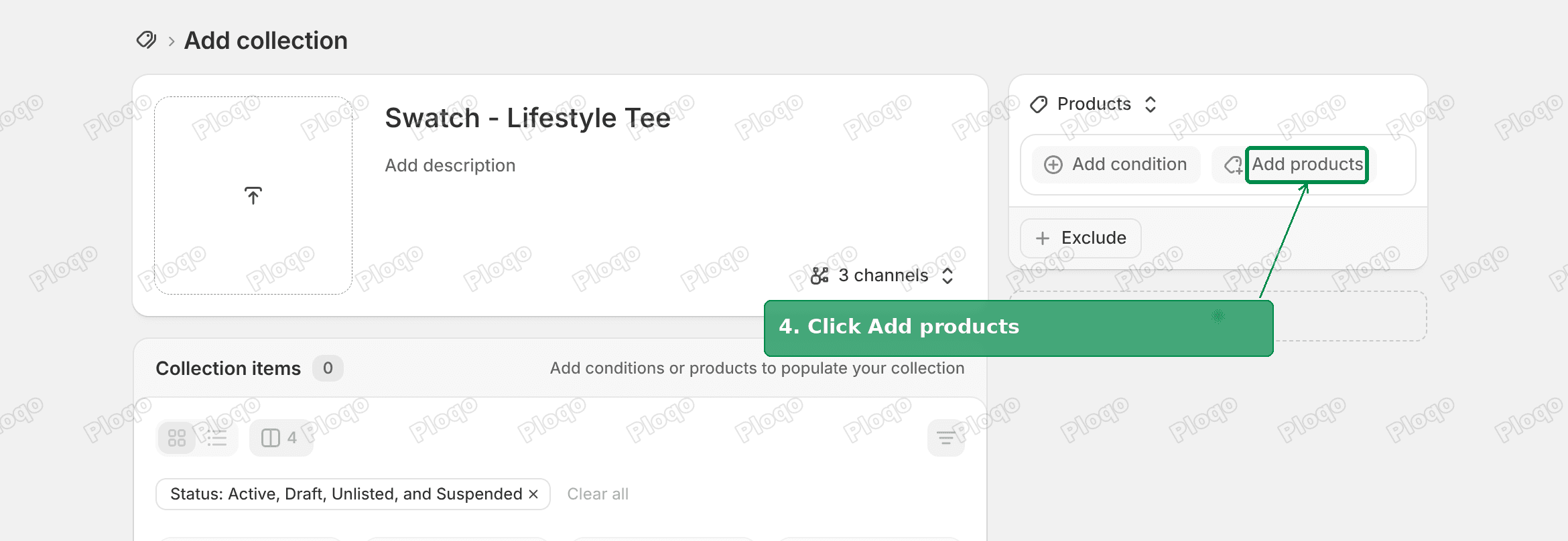 Add products button on the collection