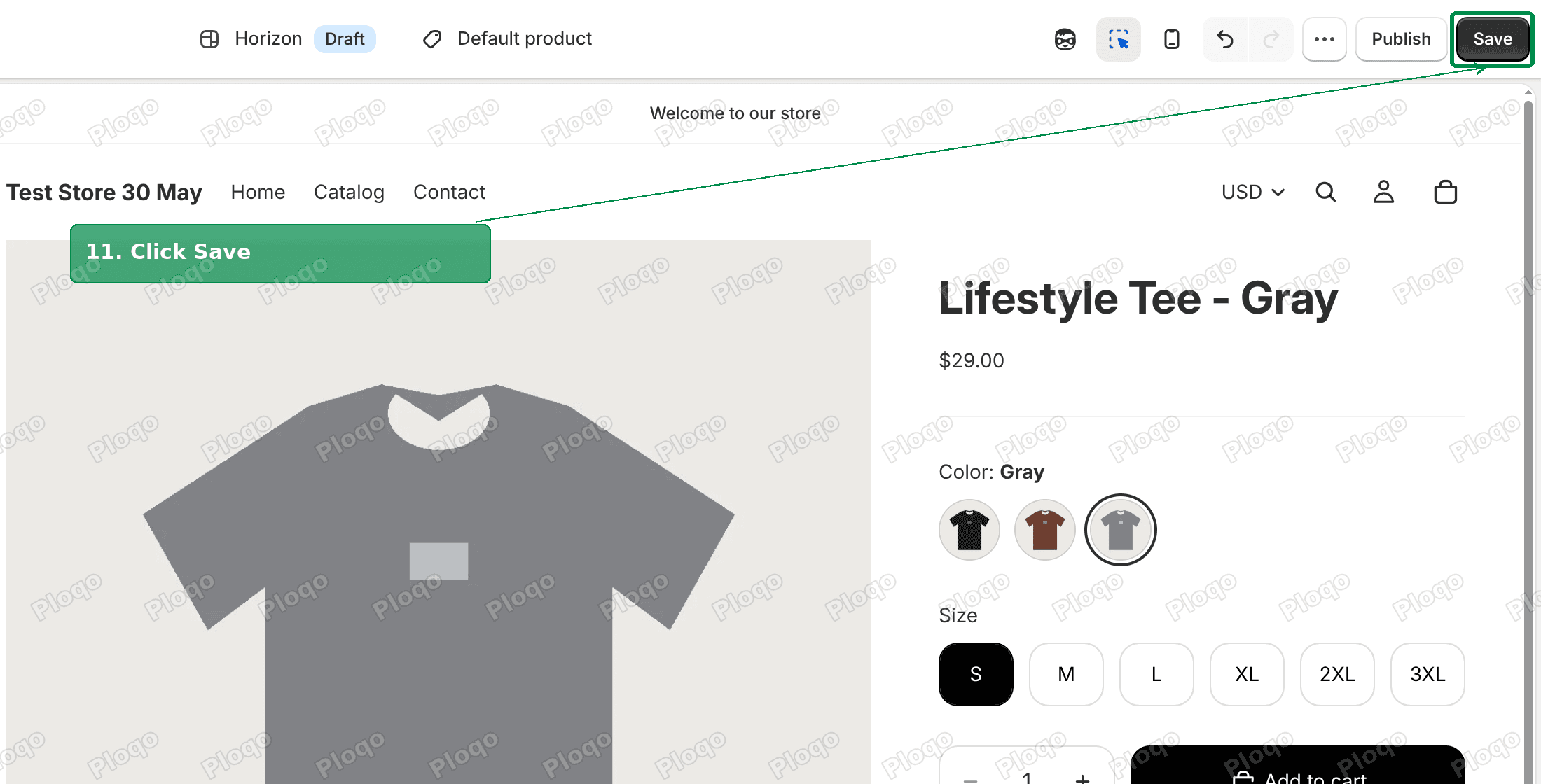Save button in the theme editor