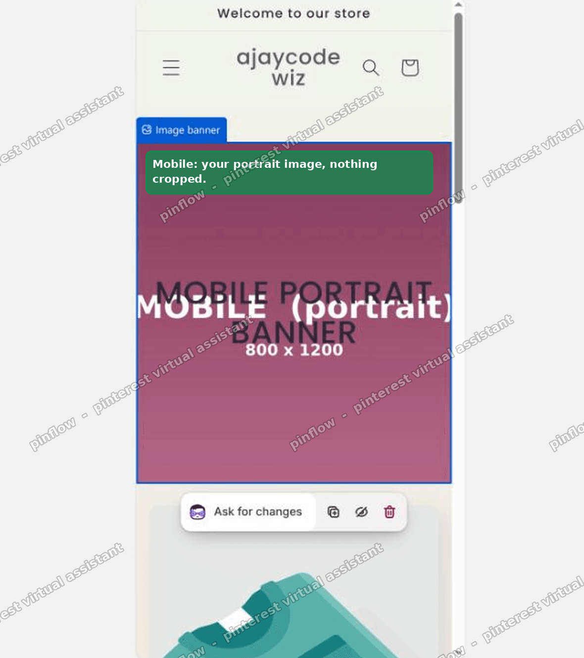 The Sense storefront on mobile showing the tall portrait banner with nothing cut off