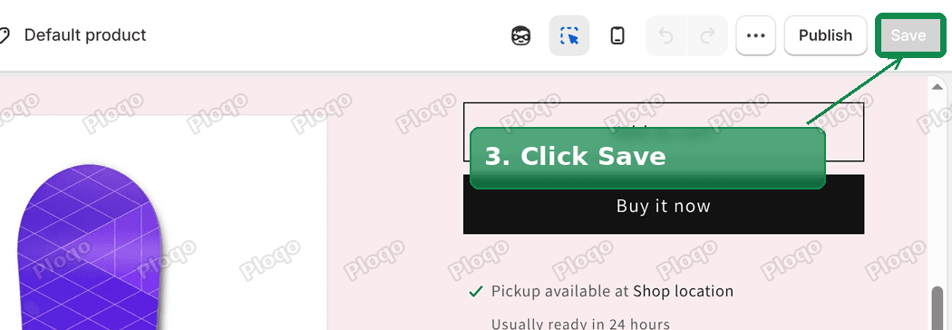 Theme editor Save button in the top right corner