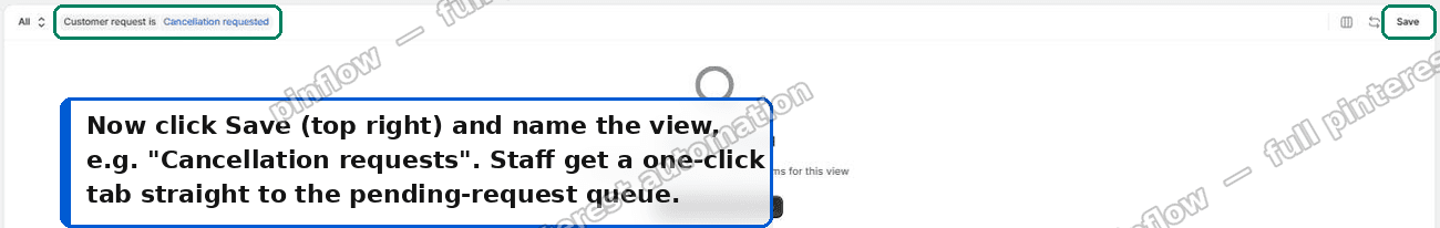 Saving the filtered Orders view as a one-click tab