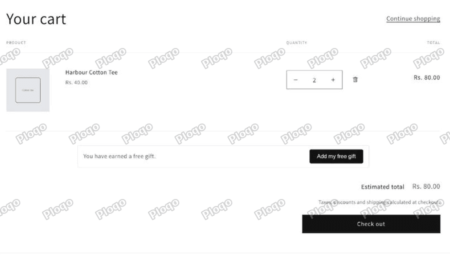 The same cart at 80, now showing You have earned a free gift with an Add my free gift button