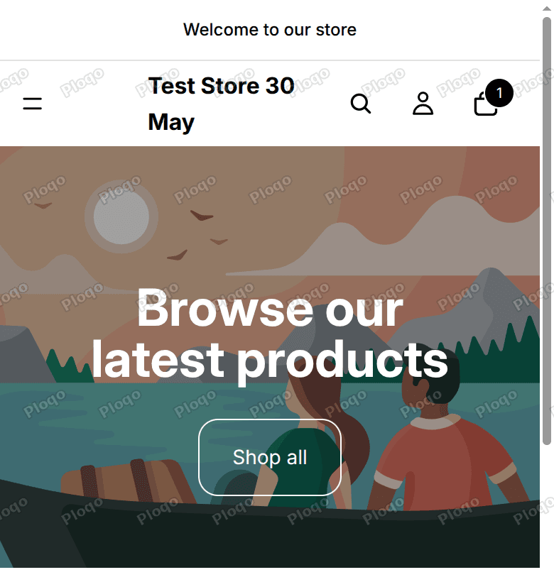 The phone-width header with the hamburger on the left and the search, account and cart icons on the right