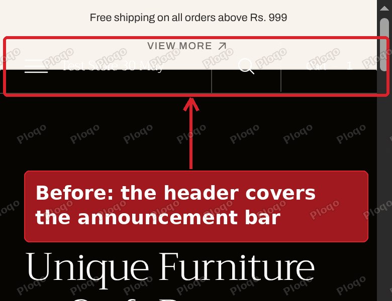 Before: on a phone, the Nordic header covers the bottom of the announcement bar