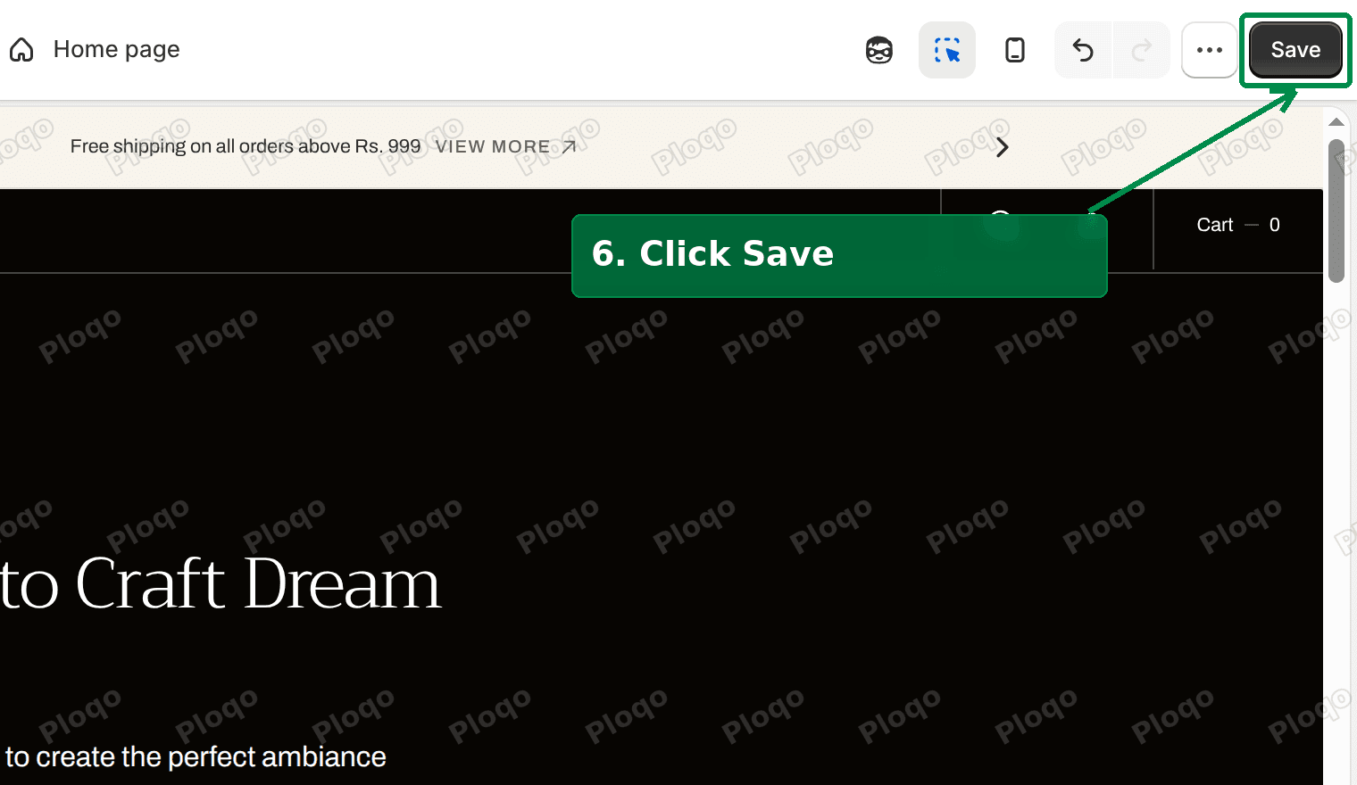 Click Save in the top right of the theme editor