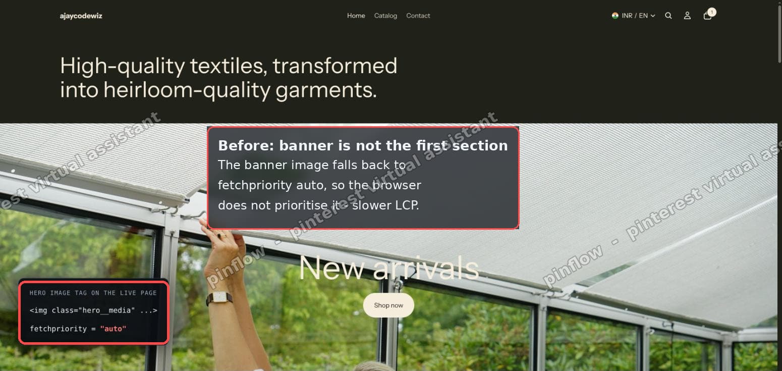 Banner not first: fetchpriority falls back to auto