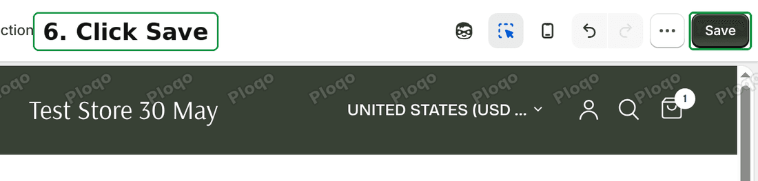 The Save button at the top right of the theme editor