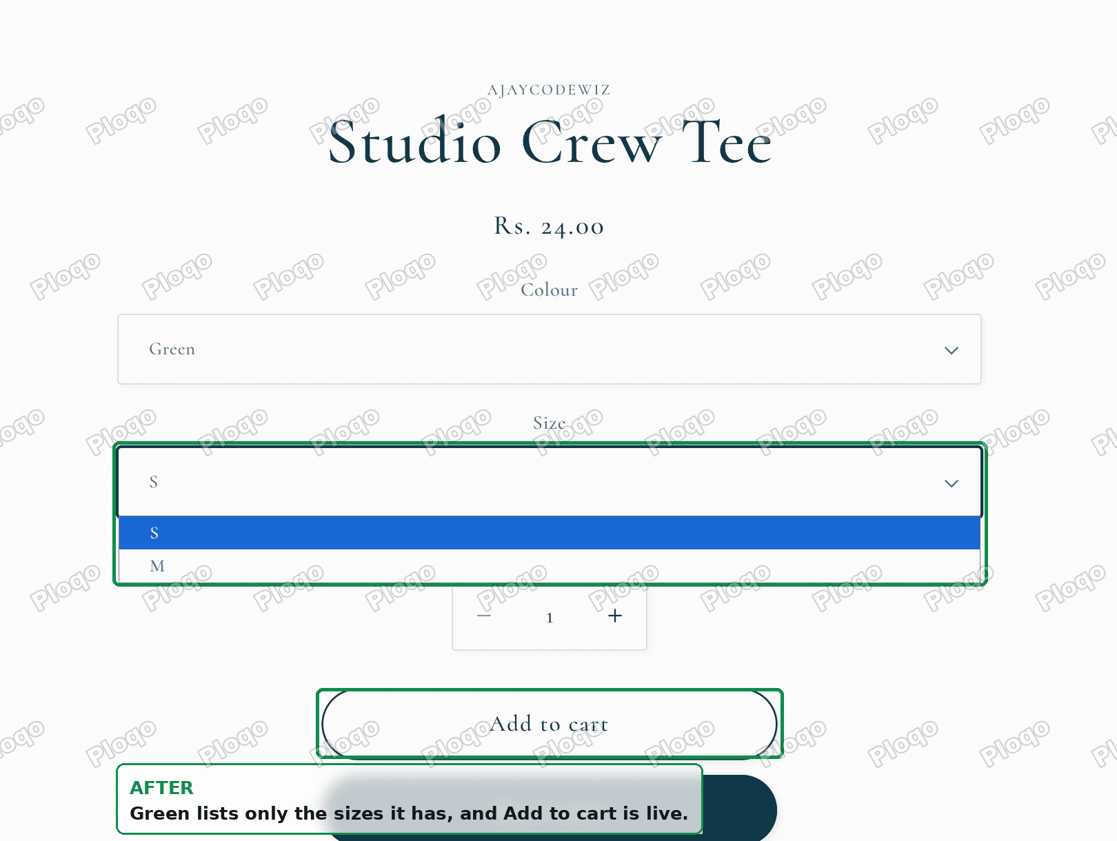 Green now lists only the sizes it has