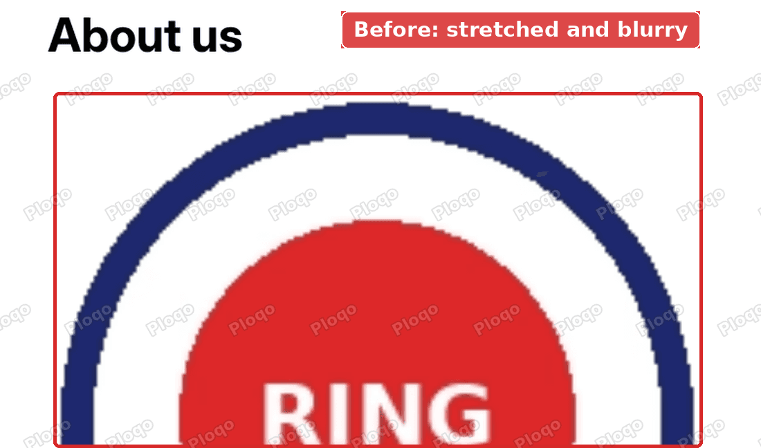 A 200 pixel logo stretched to fill the whole page width under the About us title