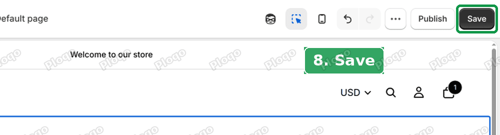 The Save button at the top right of the theme editor