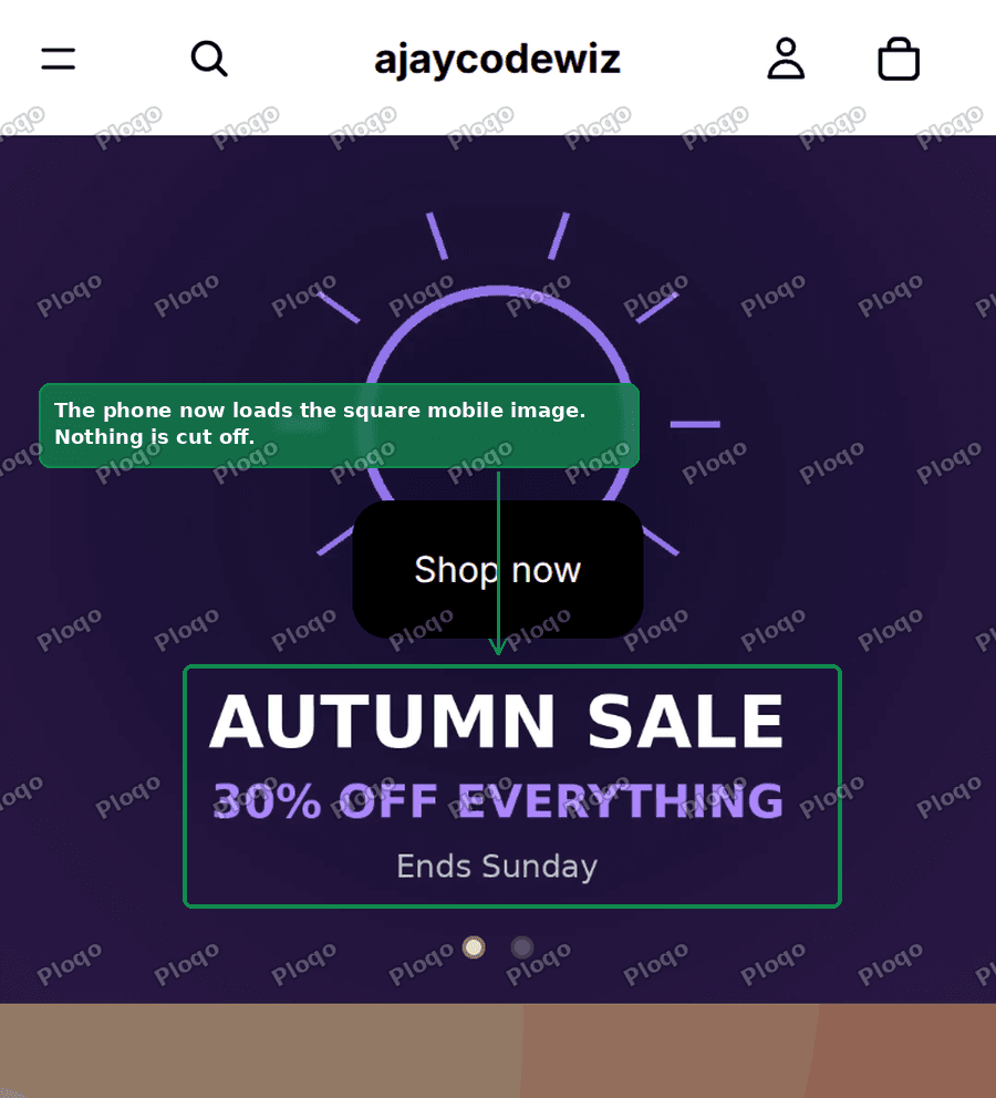 The same banner on a phone after the fix, with all the text visible