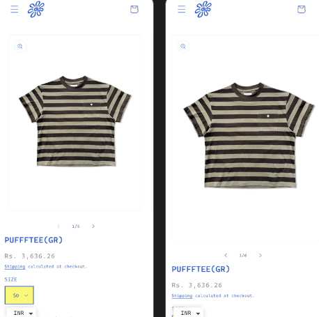 The product image before, inset with white space, and after, edge to edge