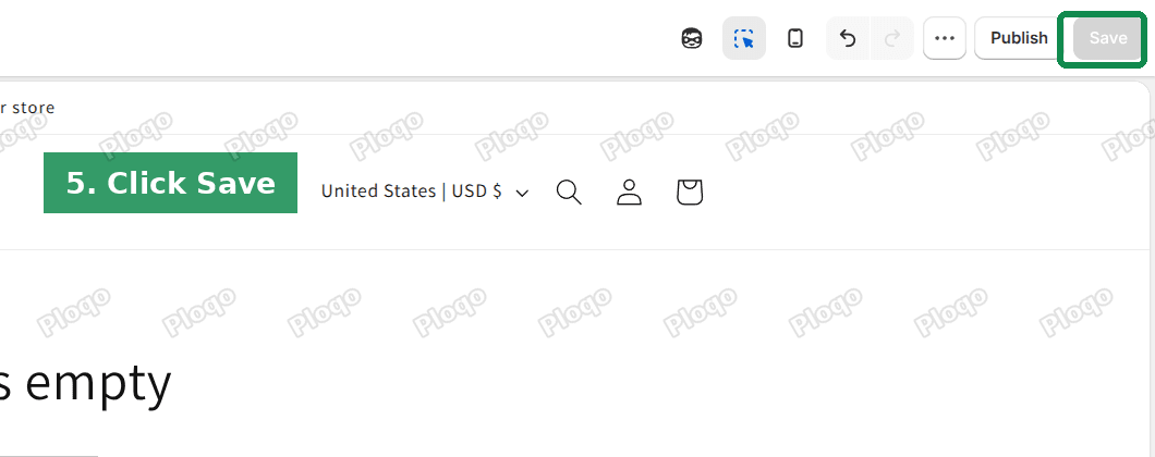The Save button in the top right of the theme editor