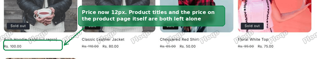 The same collection page with the card prices reduced to 12 pixels