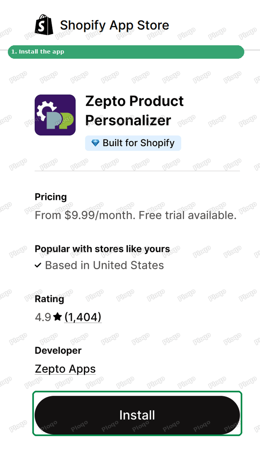 Install Zepto Product Personalizer from the Shopify App Store