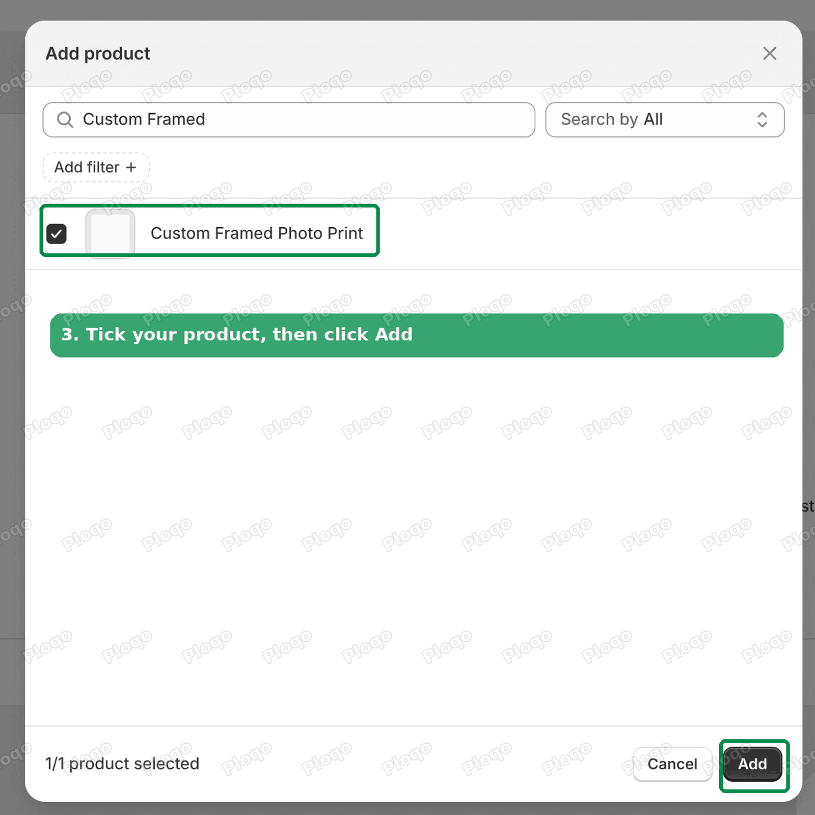 Pick the product and click Add