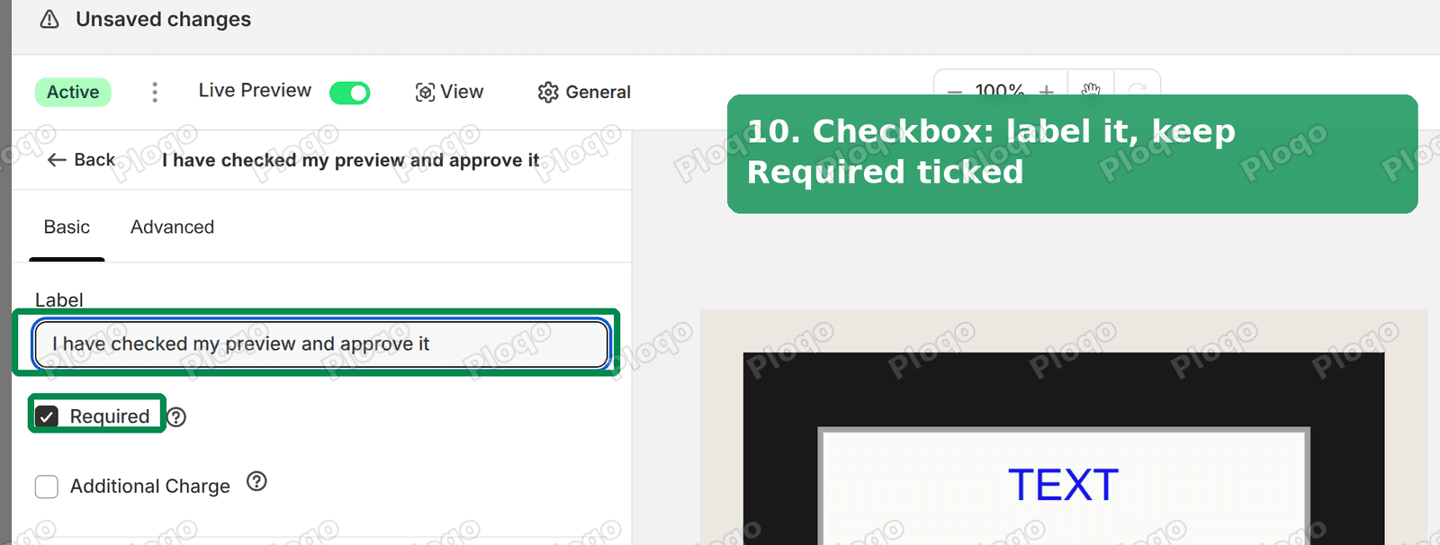 Required approval checkbox