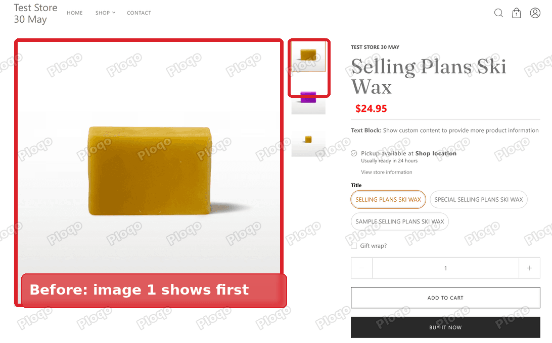 Roam product page with the first image showing in the gallery and as the first thumbnail