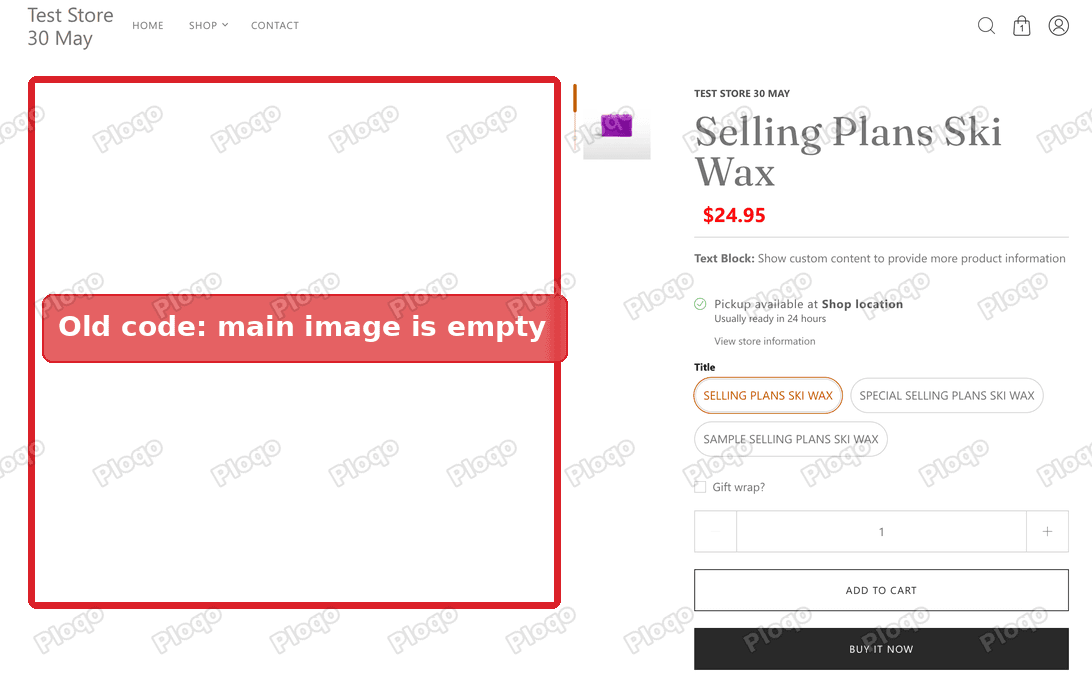 Roam gallery with the first-image rule from display none: thumbnails show, but the main image area is empty
