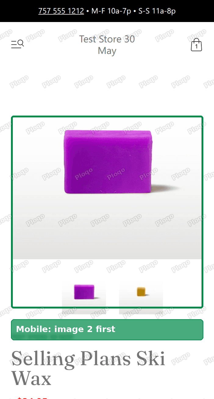 Roam product page on a phone after the fix, opening on image 2