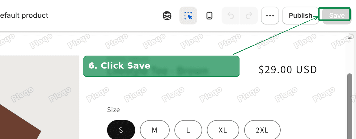 The Save button at the top right of the theme editor