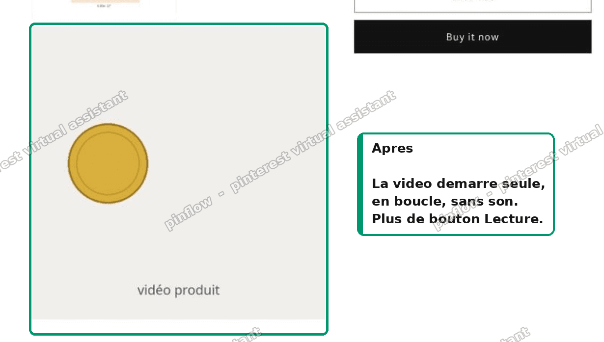 The same Shopify product video playing automatically with no play button