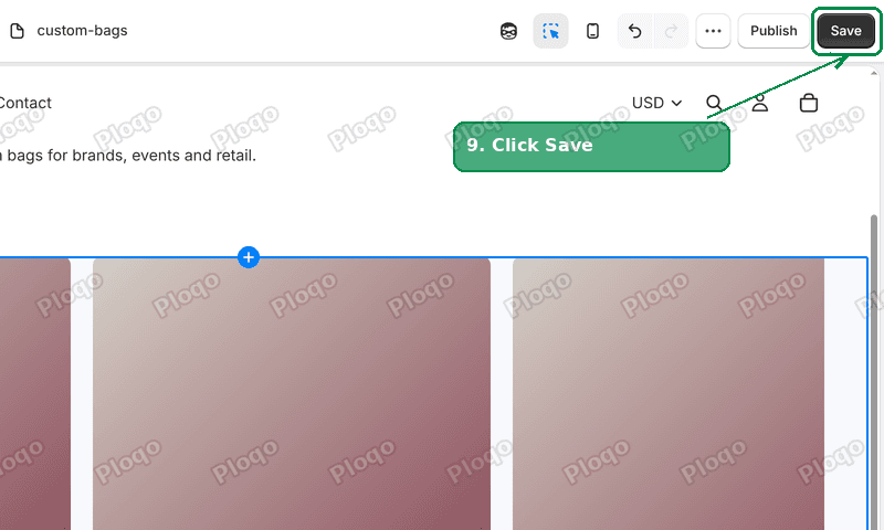 The theme editor Save button highlighted
