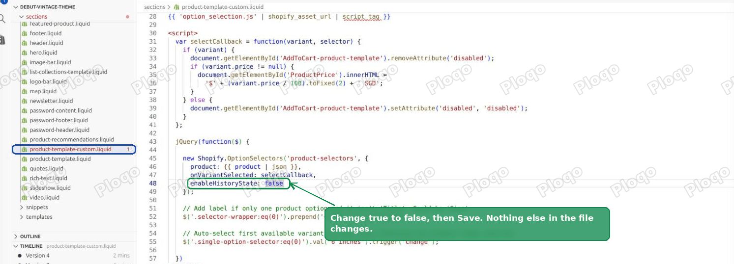 enableHistoryState changed to false and saved