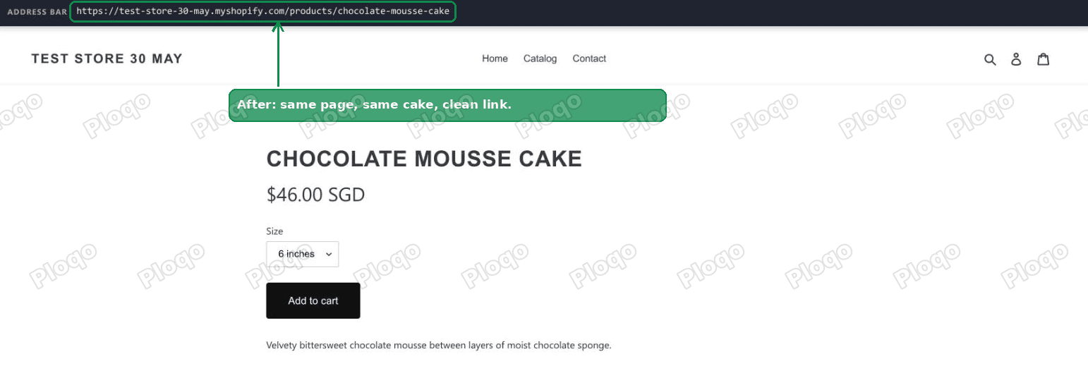 Clean Shopify product URL after the fix